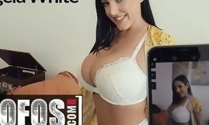 Gigantic jug thicc Angela white deep-throats and pummels one lucky weenie pov