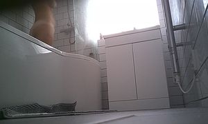 Phat ass white girl looking steamy in the bathroom, covert web cam