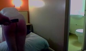 Youthfull brit Housewife corded in motel bedroom