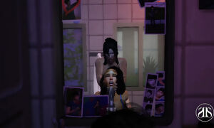 Horny slut gets fuck in the restroom - Party scene 3D, The sims 4