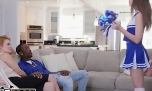 Cheerleader Riley Reid rides Her Mommy's BEAU's giant black man sausage