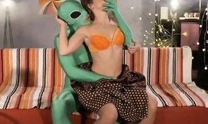 STEP mommy Lonely housewife gets deep examine from alien on Halloween