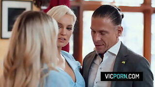 Lucky stud fucks two blonde milfs in a threesome - Kenzie Taylor&comma; Lilly Bell