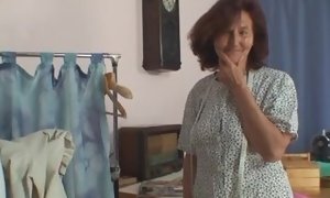 Customer ravaging 60 years aged sewing damsel