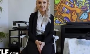 Mylf Labs - buxomy platinum-blonde milf impresses Her Future chief And Helps Him let out The Sexual tension