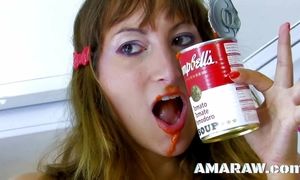 Messy food sex for anal big tits slut Charlotte de Castille
