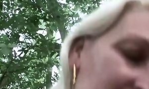 Real grandmother gets drilled in the woods - JustHaveSex.com