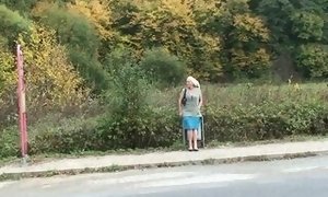 Man picks up and rear end-bangs 60 years old blonde