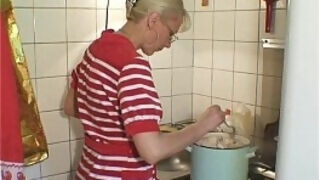 Marcella fisted in the kitchen