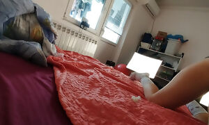 Naughty sexy milf tries on naked clothes. Latin hairy pussy tries on clothes in bed.