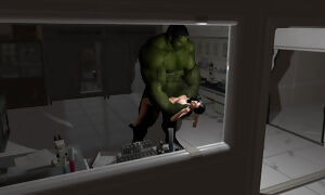 Hot Milf Nailed By Green Monster Cock and Creampied