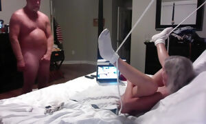 Hot Mature Granny Masturbates While Hubby Watches Strokes His Cock