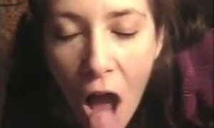 Wife sucking cock and gets facial cumshot