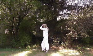 Naughty Outdoor Fashion Show In Nylon Stockings