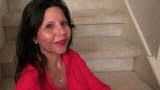 American milf April White teases her nyloned pussy