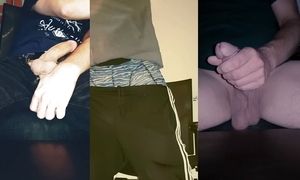 Trio older jerkoff pals still observe each other jerking to ample cum shots online while wife&#0trio9;s are gone working