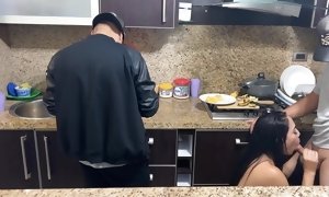 Married duo Cooking For The manager But The wifey Has To Pay The Debt By Being The manager' cockslut