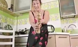 Super-naughty granny has fun in the Kitchen