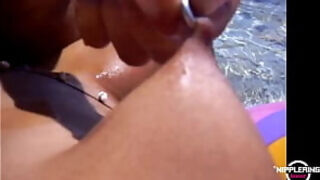 nippleringlover horny fucking outdoor in the sea by the beach pierced nipples and pussy