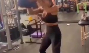 Nicole Scherzinger splendid exercise in taut dark-hued attire at gym