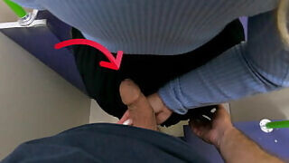 Married Milf Grabbing my Dick in Public &vert; Handjob and Cumshot in Train