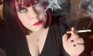 Brit mega-slut Tina Snua Tugs On Her pointy puffies & Chain Smokes 2 ciggies - hefty boobs plus-size satiates year Smoking Fetish