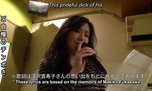 Wooly chinese wifey enjoy motel karaoke singalong with hump