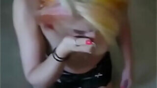 Amateur Blonde Teen Gags c&period; On Cum - Homemade Unexpected Cumshot
