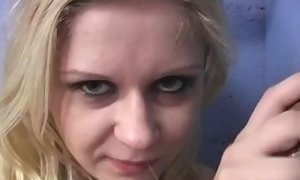 Blond super-bitch Aralyn Barra likes gloryhole plowing