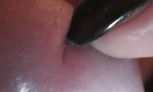Fingernail have fun with urethra - close up